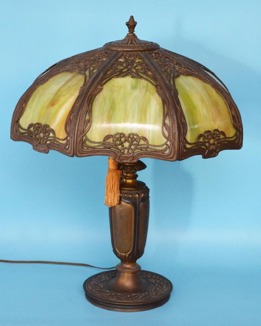 Stunning Antique Slag Glass Shade Lamp