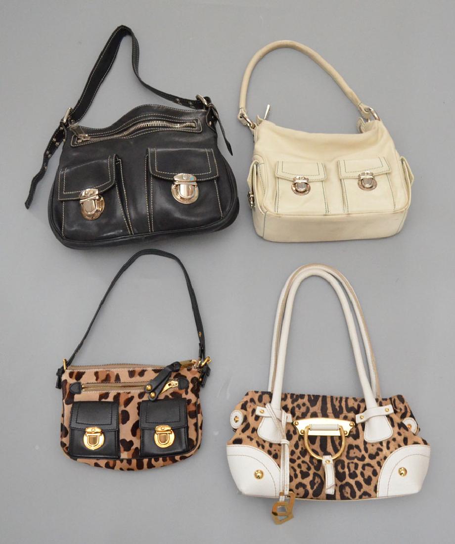 Marc Jacobs, Dolce & Gabanna Leather Bags: Black Marc Jacobs measures 9.5 inches tall by 12.5 inches long by 2 inches deep, has damage to the handle, Mark Jacobs pony measures 8.5 inches long by 6 inches tall by 1.75 inches deep great overall 