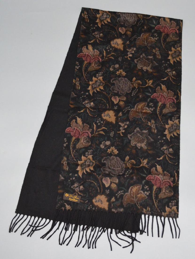 Loro Piana For Neiman Marcus Cashmere Scarf: Measures 72" long excluding fringe x 17.5" wide. Could use cleaning (has perfume scent), tag is loose on one side.