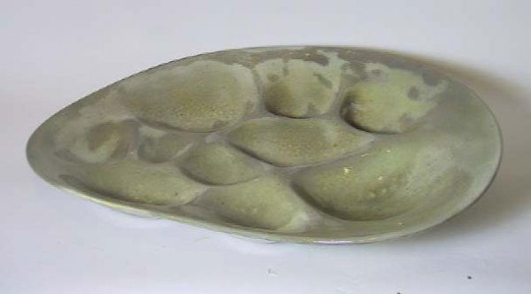 Rare Hans Hedberg Ceramic Divided bowl: This Huge Art Pottery Retro Bowl Sgnd Hans Hedberg measures 29" x 23" . In overall great condition, there is a little chip on one side.