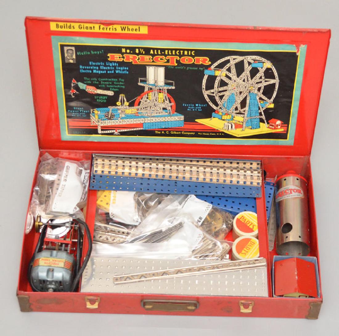 Vintage Erector Set in Original Metal Box: Number 8 1/2 all electric erector in metal box.