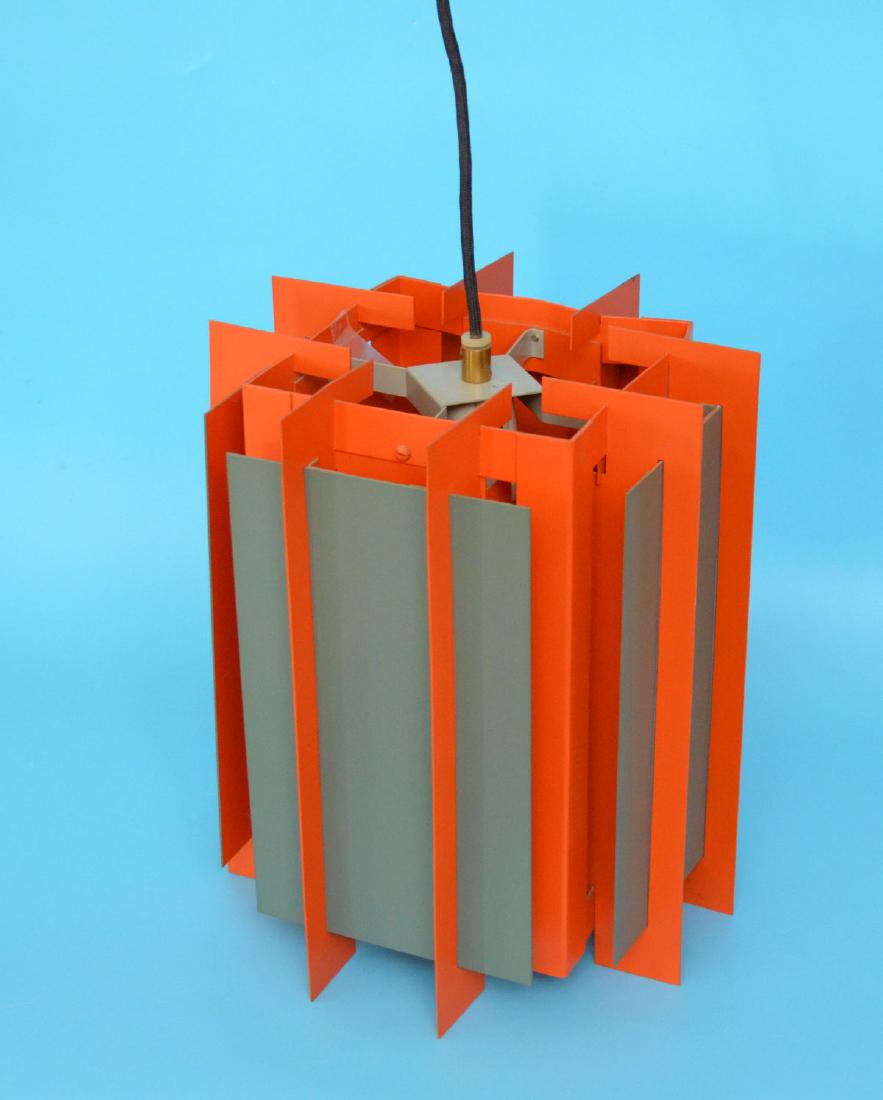 Danish Ceiling Light by Bent Karlby for Lyfa, 1960s: Lyfa. Measures 12 1/8" tall x 10" across top. One side a bending, mostly noticeable from top view