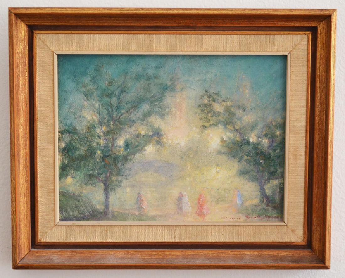 Johan Berthelsen "Nocturne" Painting: Frame: 10 5/8" x 8.5" image sight: 7.5" x 5.5"