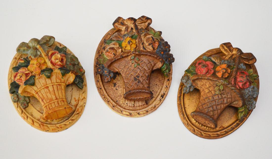 3 Vintage Flower Basket Doorknockers (1 of 1)