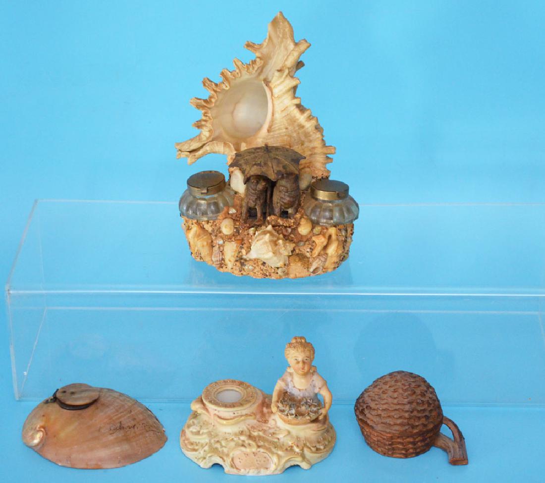 Collection of Antique Shell Inkwells (1 of 6)