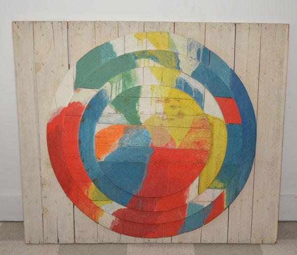 Mid Century Modern Abstract On Wood Signed J. Diederen: Jef Diederen Measures 39.5"(H) x 45.5"(L). In good estate found condition.