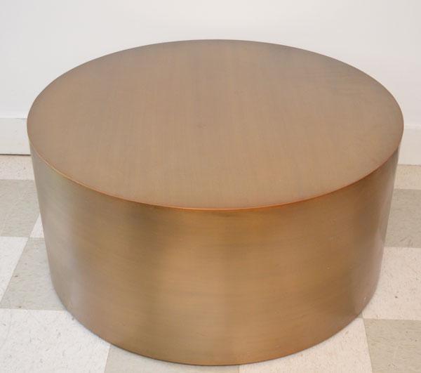 Milo Baughman for Thayer Coggin Bronze Table: 17.5"(H) x 36" diameter has minor scuffs to the top of the table which can be buffed out. No dents see pictures in very good estate found condition.