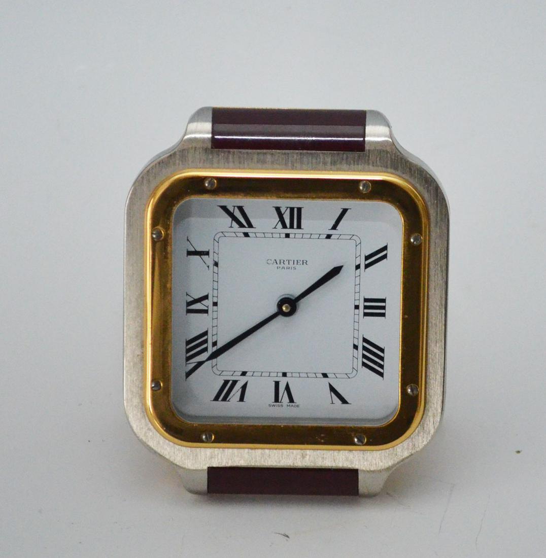 Cartier Santos Travelling Alarm Clock: Measures 3.5" x 2 7/8"
