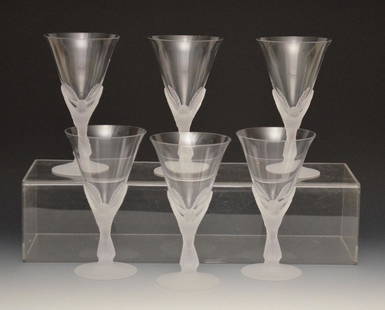 Set of 6 Sasaki Frosted Glasses: They measure 6.75" tall x 3.75" diameter at the top.