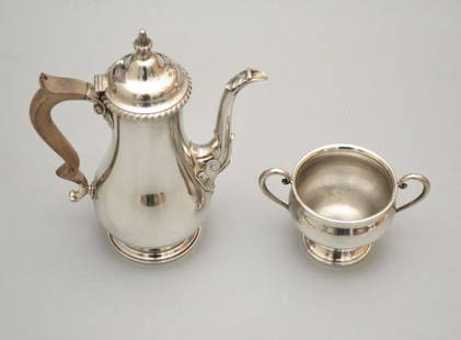 Sterling Silver Teapot & Open Sugar: Gross weight is 760.8 gram. Gorham 1 5/8 pint teapot or coffeepot measures 9.75"t. Open sugar measures 3.5" tall to top of handle.