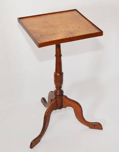 Elegant & Simple 19th C. Tiger Maple Candle Stand: The candle stand measures 26 5/8 x 13 7/8. The top comes off.