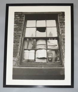 Large Thurston Hopkins Photograph: Children of the Streets, August 1954. Boy in broken window. Getty Image Gallery. Frame 49.75“ x 36“ image sight: 41“ x 27 5/8“