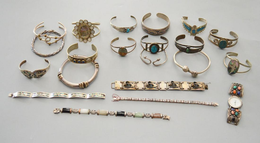 Large Lot of Sterling & Silver Bracelets (1 of 5)