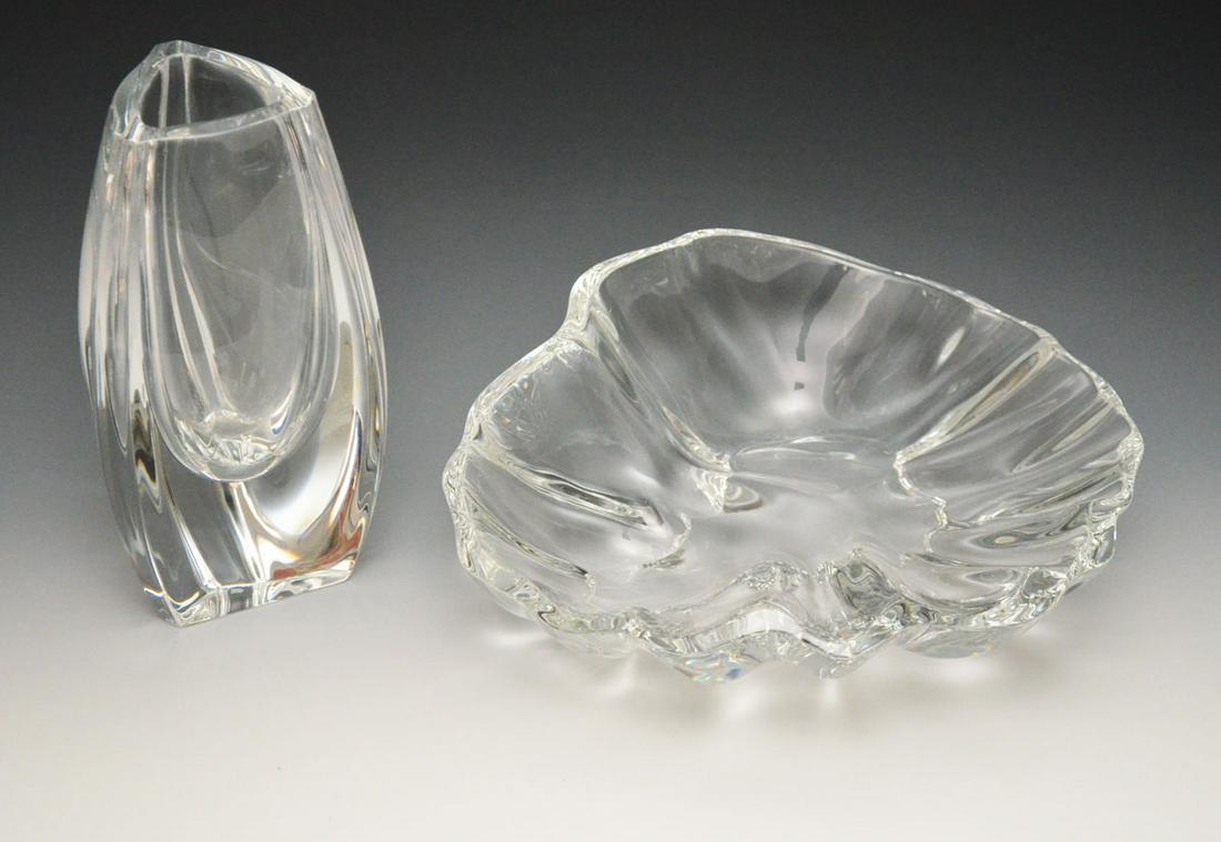 Stunning Baccarat Vase & Bowl: vase measures8" tall (has a scratch on side, slight hazing at bottom of interior), bowl measures 3" tall x 10" wide at widest points