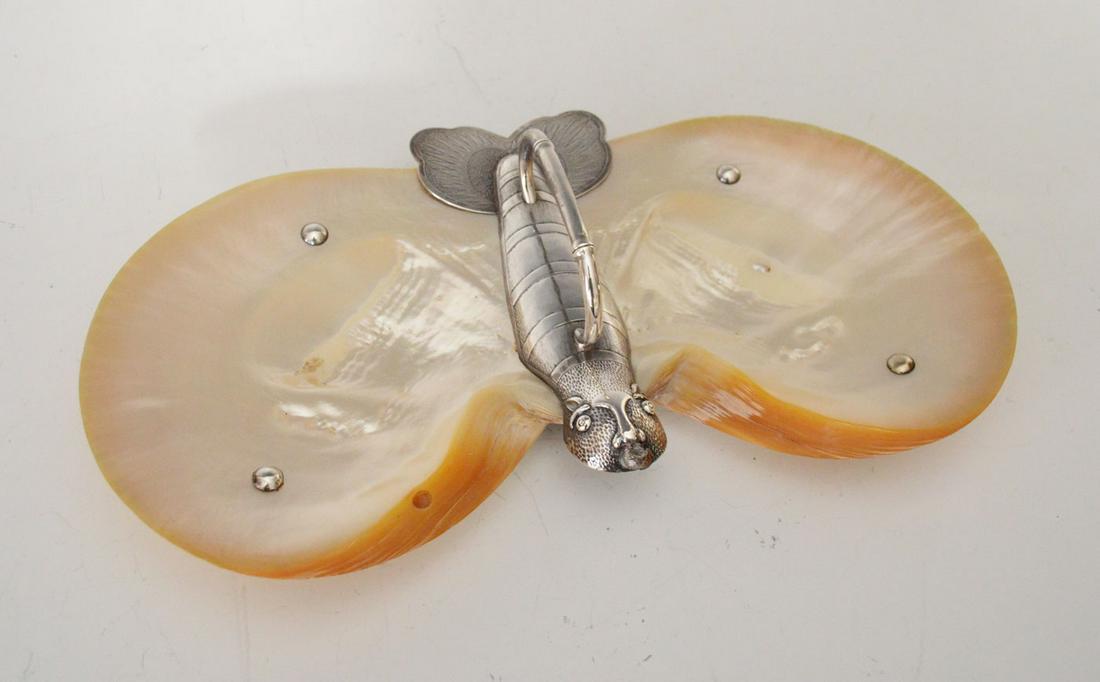 800 Silver & Mother OF Pearl Butterfly Dish (1 of 4)