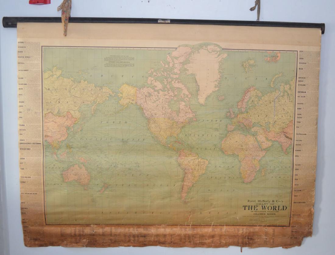2 Antique Maps Of The United States 1853, World: Re-listed for non payment by Scott Zientarski. One called the new map of North America is in poor condition. Rand McNally Chart of the World on Mercator's Projection. Columbia Series64.5" x 49.5"