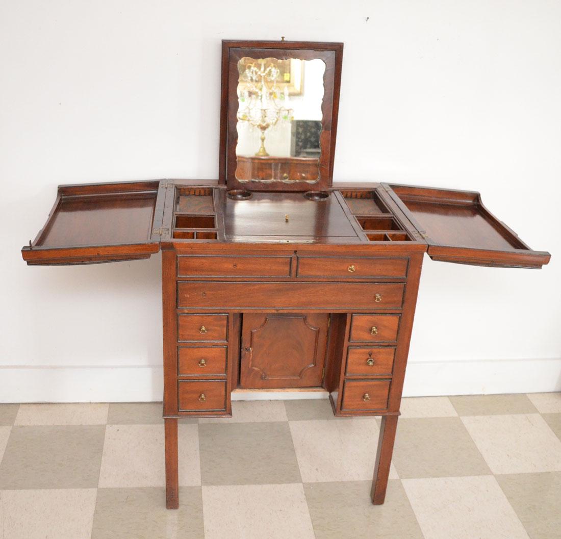 Antique Knee Hole Campaign Vanity Dressing Table (1 of 10)