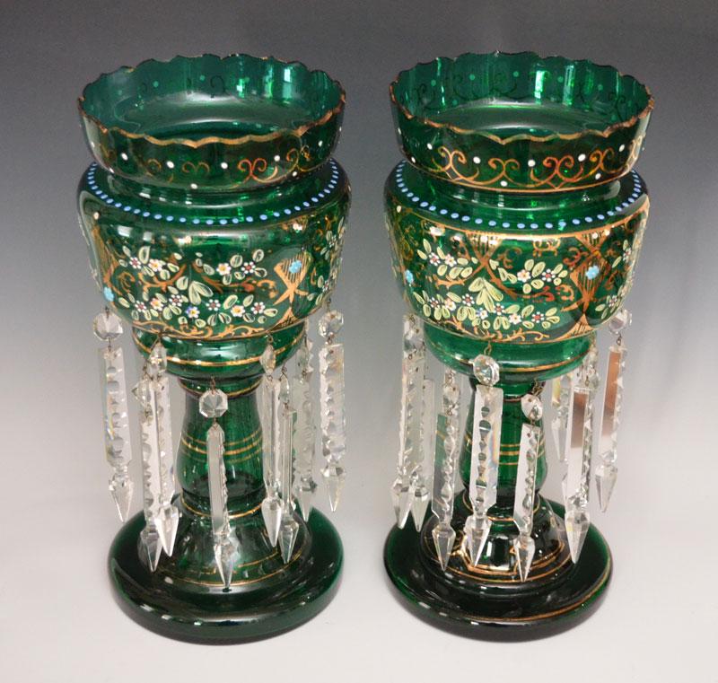 Pair of Antique Bohemian Glass Girandoles (1 of 4)