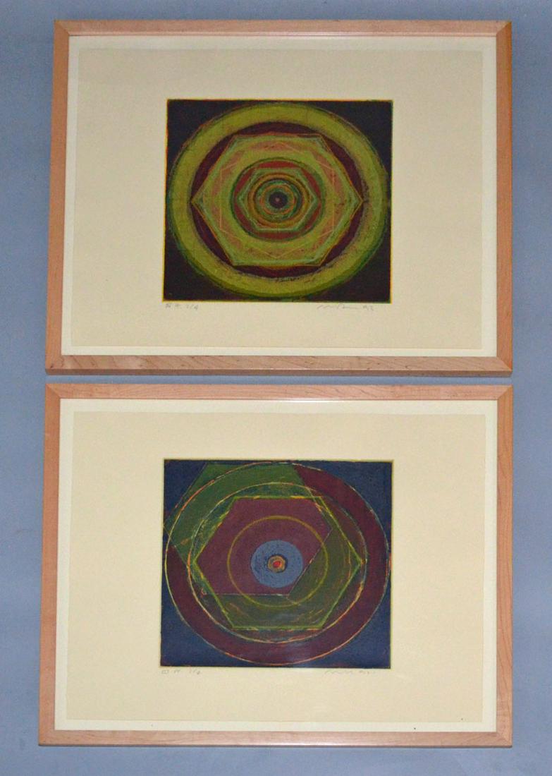 4 Mid Century Modern Illegibly Signed Lithos (1 of 3)