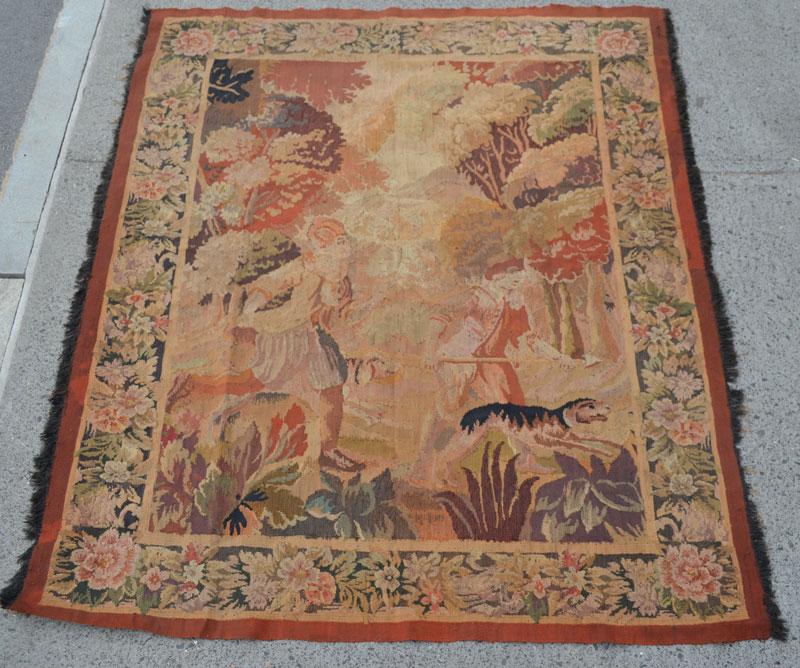 Large Antique Belgian Tapestry with Dog (1 of 4)