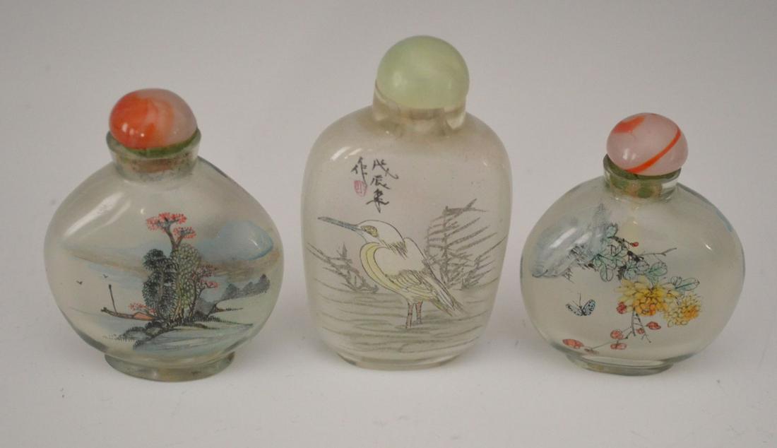 3 Vintage Reverse Painted Chinese Snuff Bottles (1 of 8)