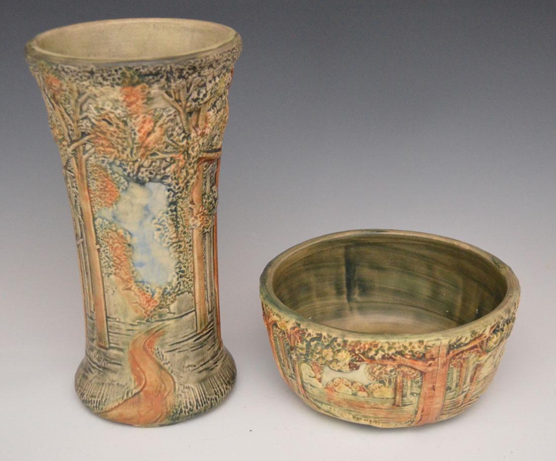 2 Pieces of Vintage Weller Forest Pottery (1 of 2)