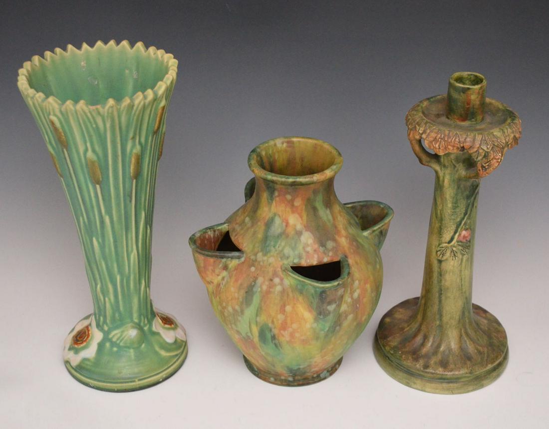 3 Vintage Weller Vases And Candlestick (1 of 5)