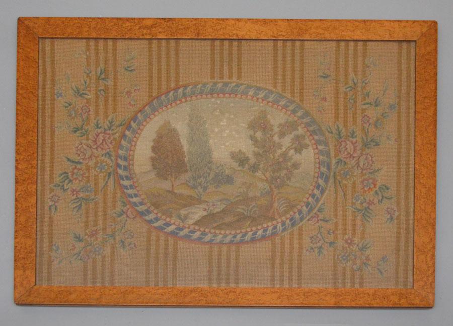 Antique Countryside Needlework in Birdseye Frame (1 of 3)