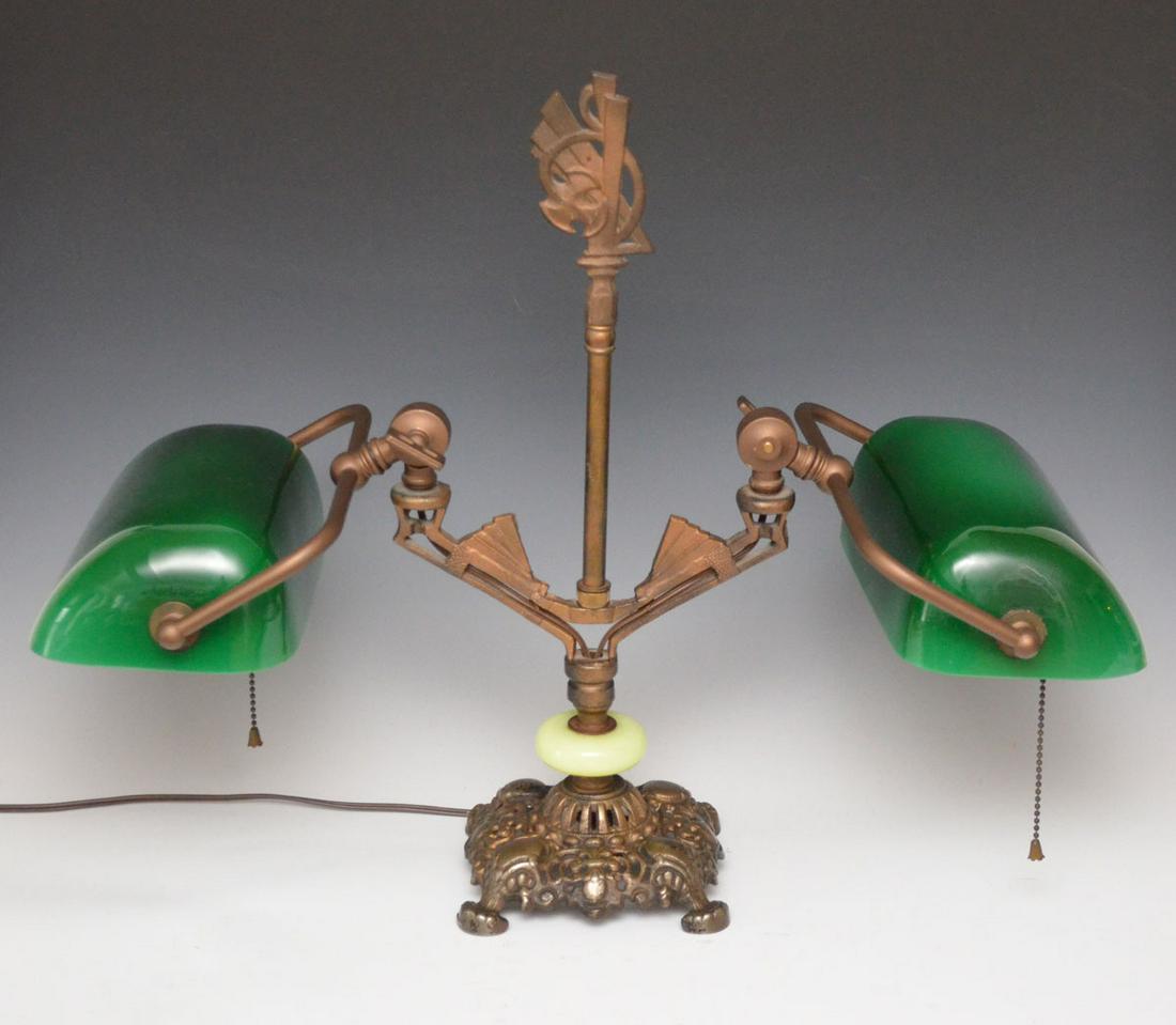 Incredible Onyx Art Deco Double Student Lamp (1 of 4)