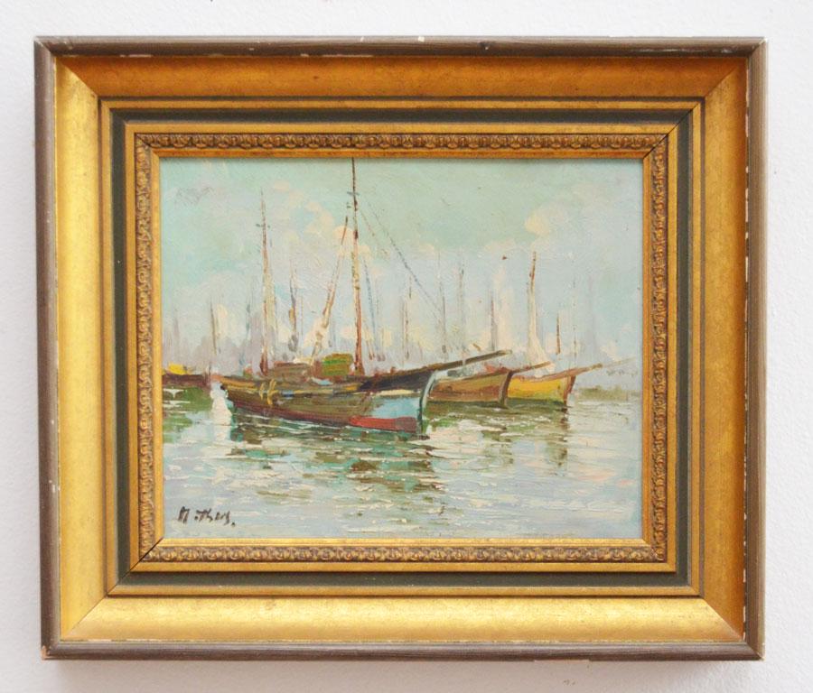 Great Impressionist M. Thomas? Painting of Boats (1 of 4)
