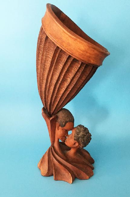 Vintage Carved Wooden Signed Haitian Statue (1 of 4)