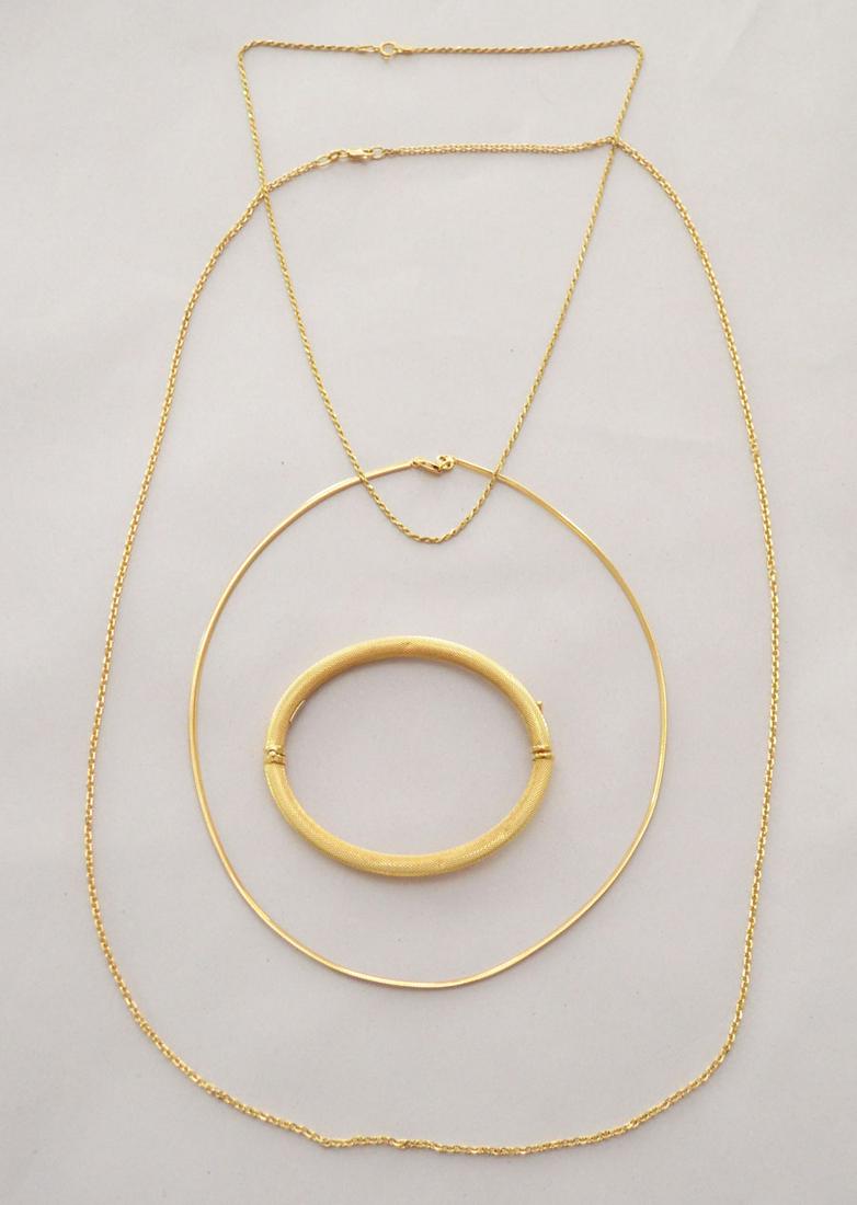 4 Piece 14k Gold  Jewelry Lot ( Bangle 2 Chains (1 of 3)