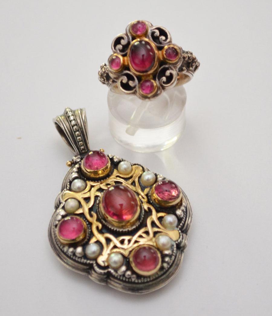 Konstantino Cabochon Tourmaline Pendant & Ring (1 of 5)