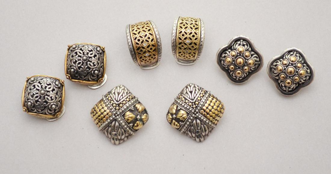 4 Pairs  Of Konstantino Sterling & 18k Gold Earrings (1 of 2)