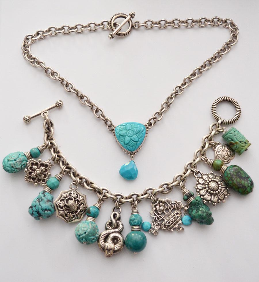Steven Dweck Sterling & Turquoise Necklace & Bracelet (1 of 5)