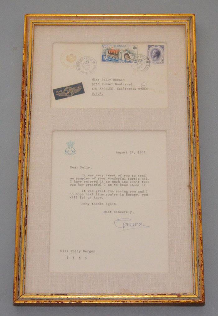 Signed Princess Grace (Kelly) Letter To Polly Bergen (1 of 3)