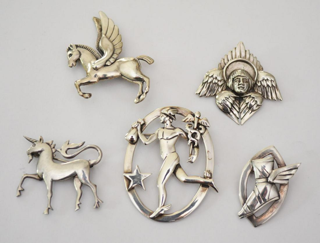 5 Sterling Silver Mythological Pins by Robert M Place (1 of 1)