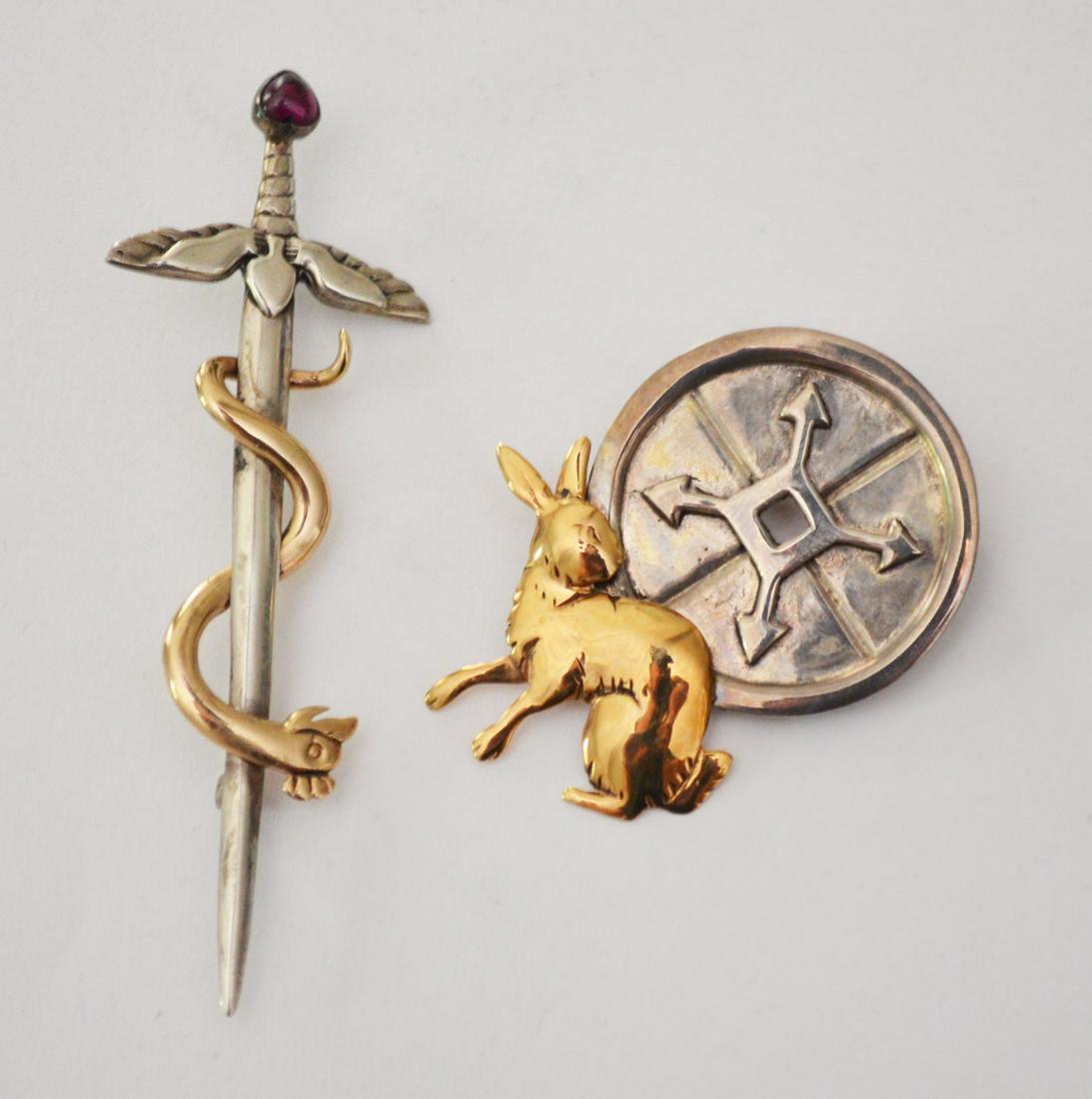 2 Sterling & 14k Gold Robert M Place Pins (1 of 2)