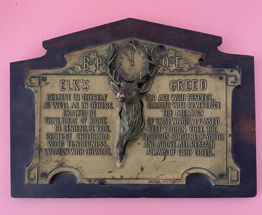 Elks Creed Fraternal Organization Plaque (1 of 2)