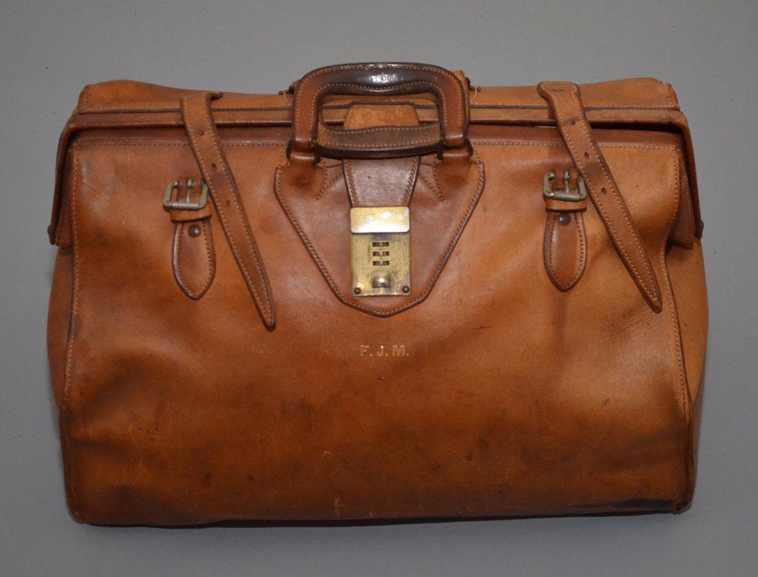 antique leather doctors bag
