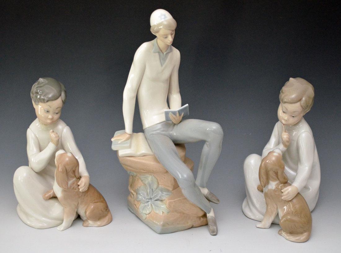 3 Lladro Figurines (Hebrew Student & Boys w Dogs) (1 of 1)