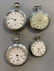 4 Silver Tone Antique Pocket Watches