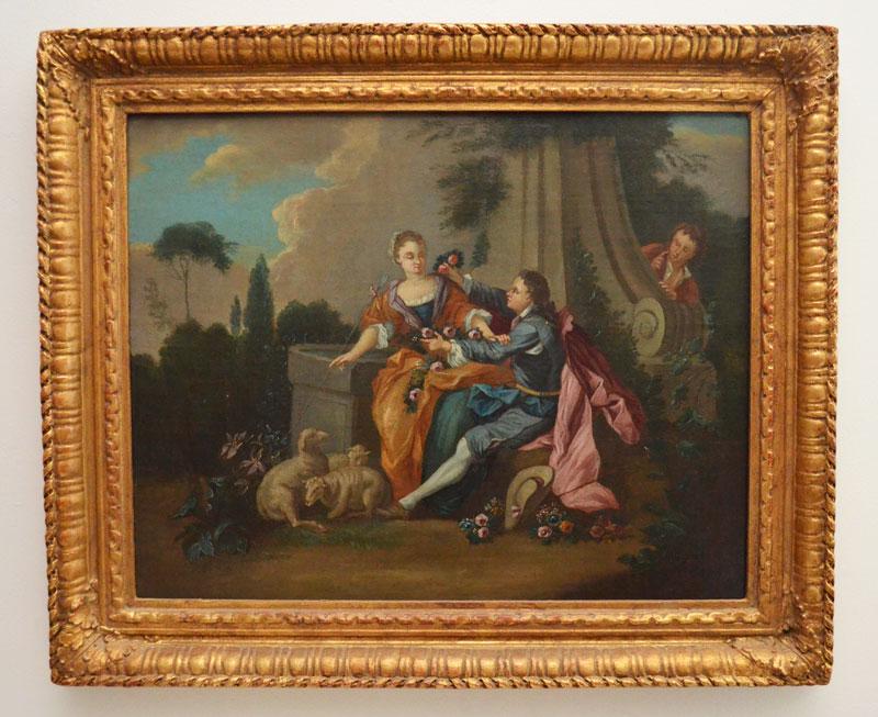 Antique O/C Painting of Allegorical Courting Scene (1 of 3)