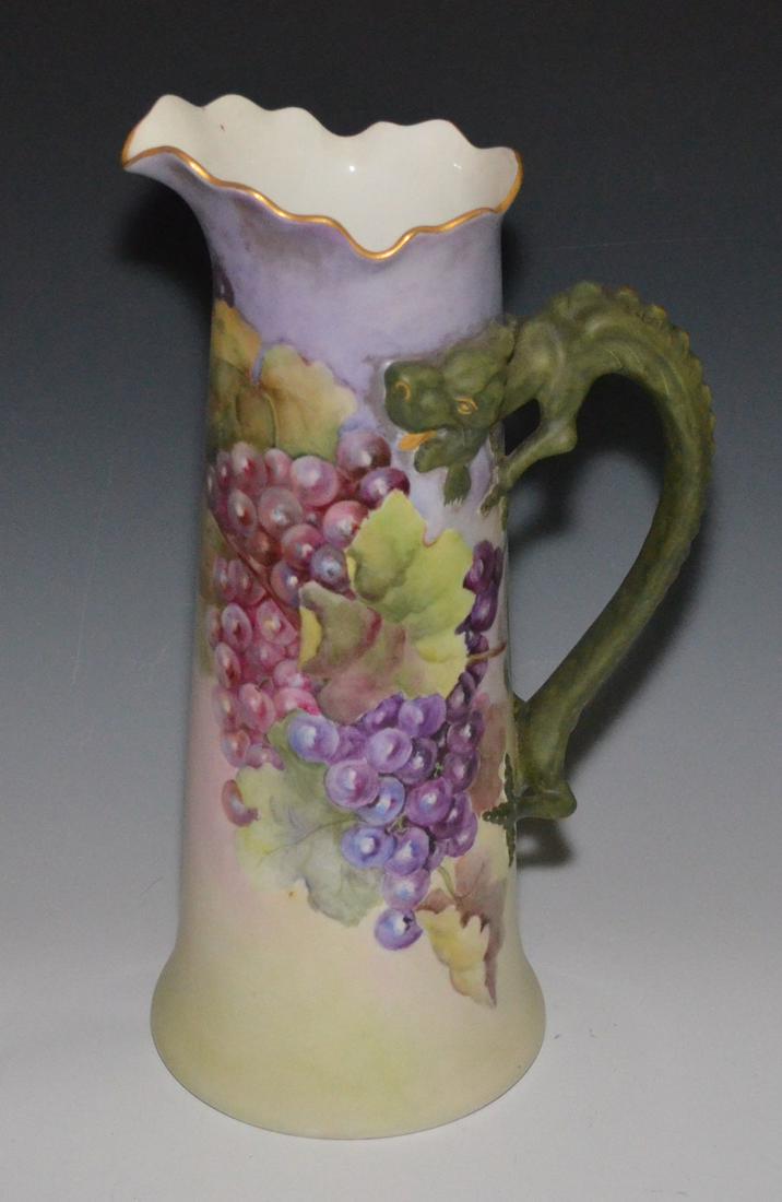 Large Hand Painted Limoges Pitcher w Dragon Handle (1 of 5)