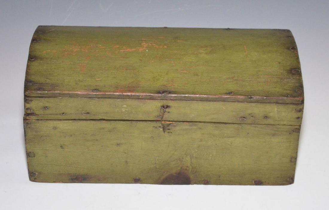 Green Painted Country American Dome Miniature Trunk (1 of 5)