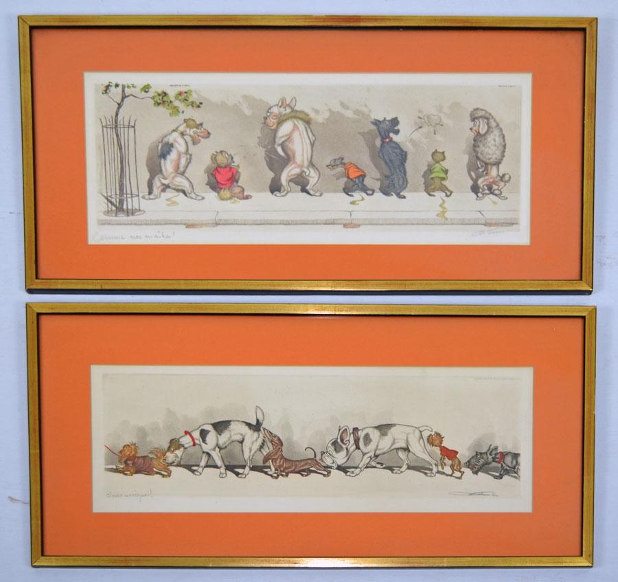2 Whimsical Signed Boris O'Klein French Dog Prints (1 of 3)