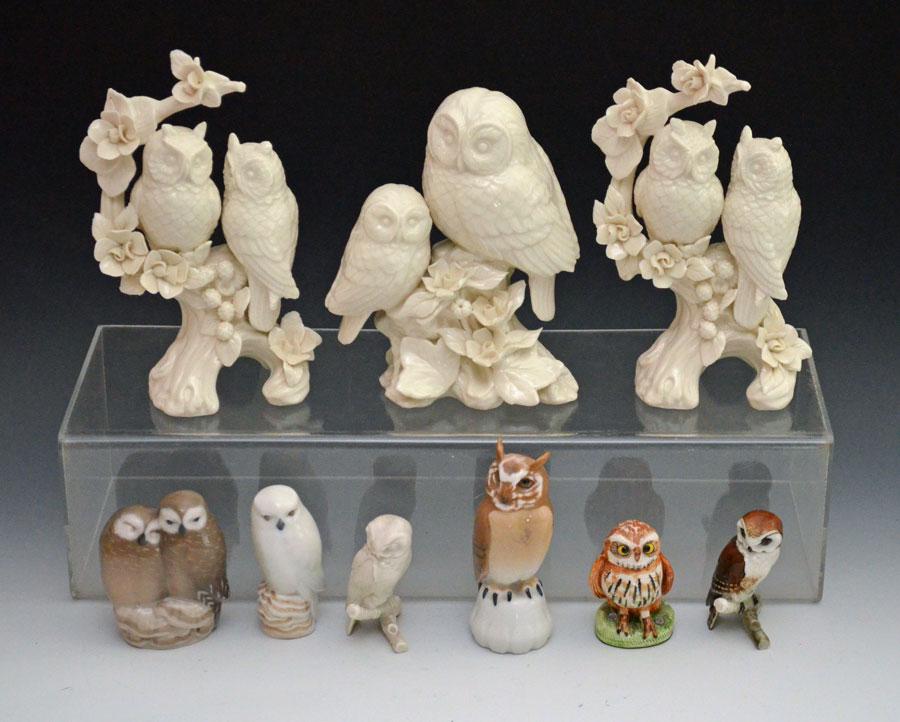 Group of Porcelain Owls (Copenhagen, Royal Paris, etc) (1 of 4)