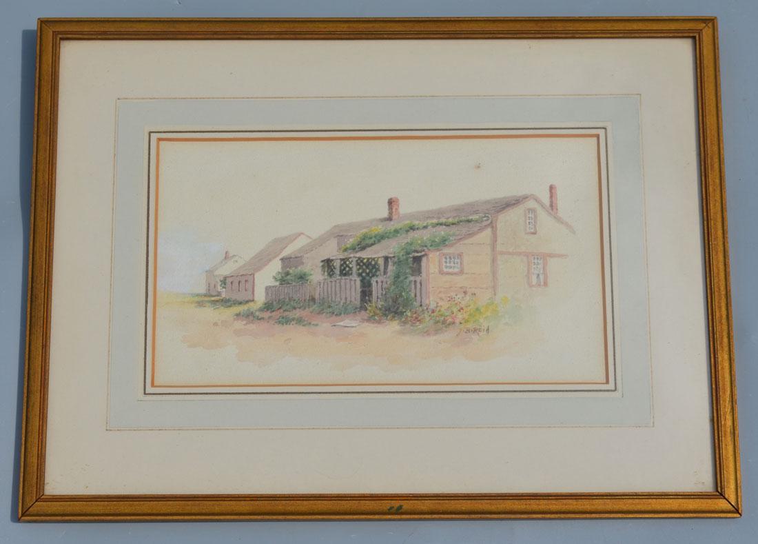 Jane Brewster Reid Watercolor Painting: Frame: 14.5" x 10.75" image sight: 5 3/8" x 8 7/8"
