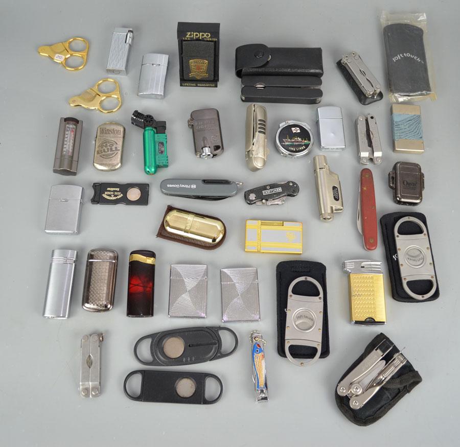 Large Lot Of Vintage Lighters, Cigar Cutters and Knives (1 of 5)