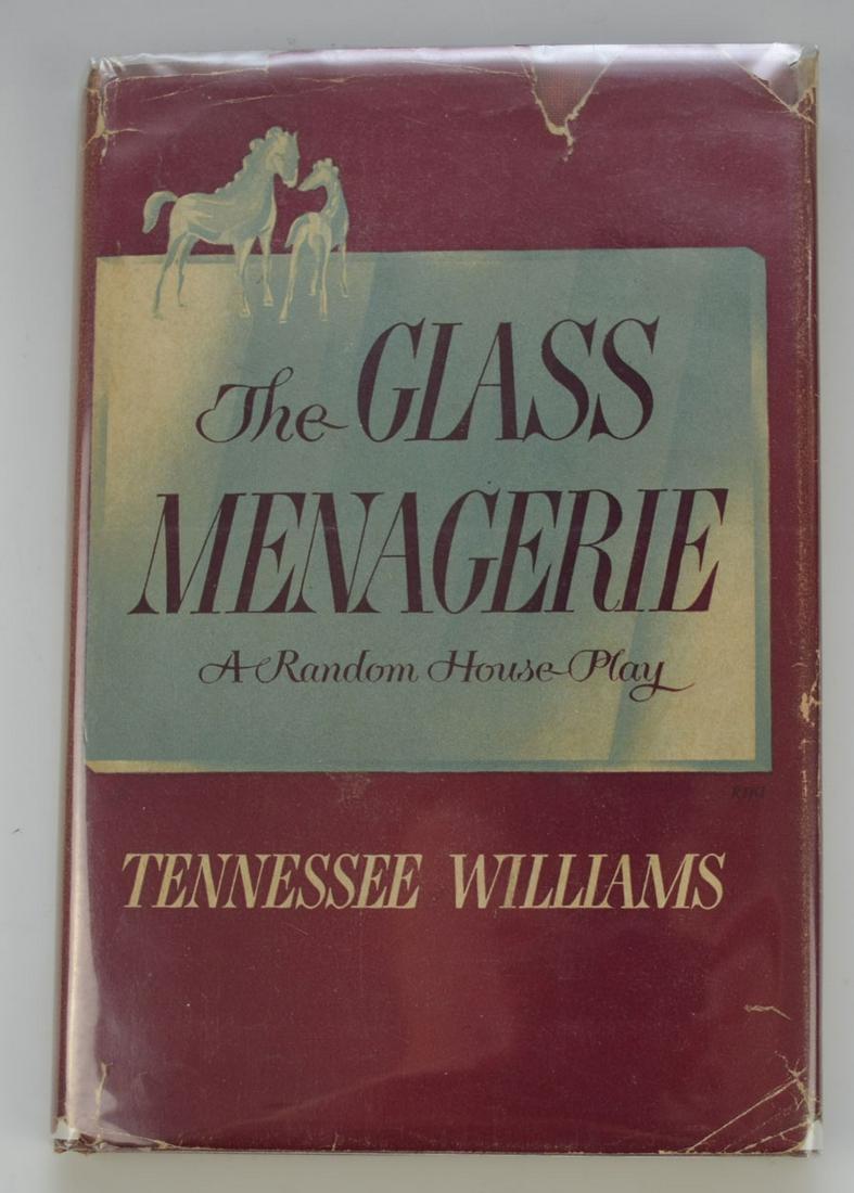 Signed Tennessee Williams The Glass Menagerie Book: 1945, a first edition, unpublished play. Signed on first page , its personalized. Some foxing. Dust cover has some rips and missing pieces.